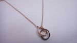 Cartier Pink Gold Chain LOVE Necklace with Double Rings Pendant